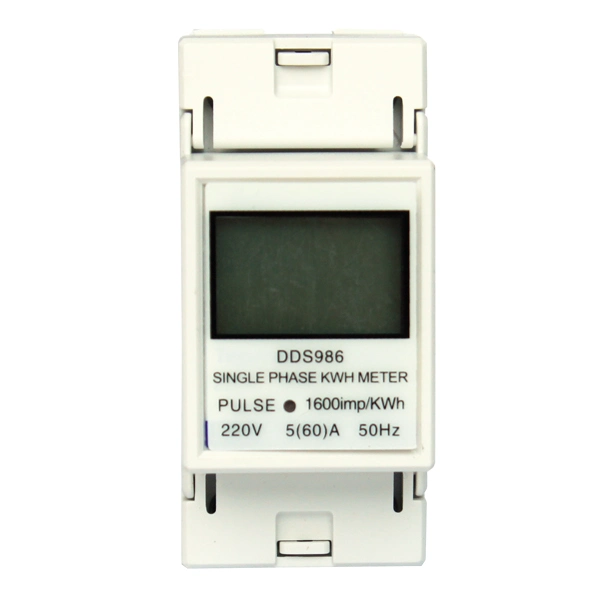 2 Pole Dds986 Grey Color Single Phase DIN Rail Digital Electronic Meter with Small Size