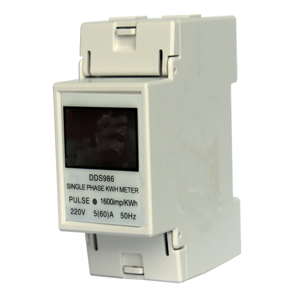 2 Pole Dds986 Grey Color Single Phase DIN Rail Digital Electronic Meter with Small Size